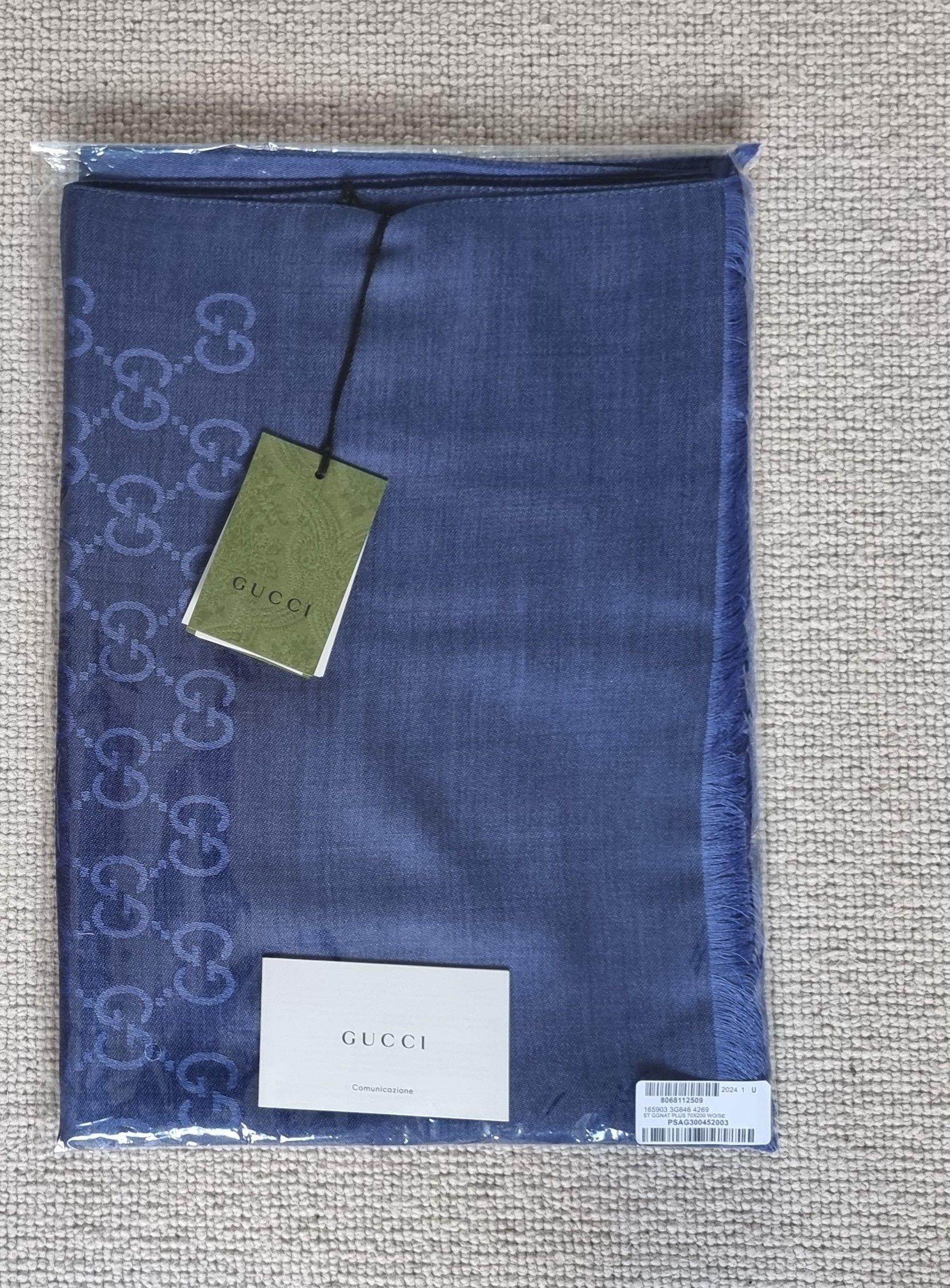 Gucci Cobalt Blue Wool/Silk Blend Scarf