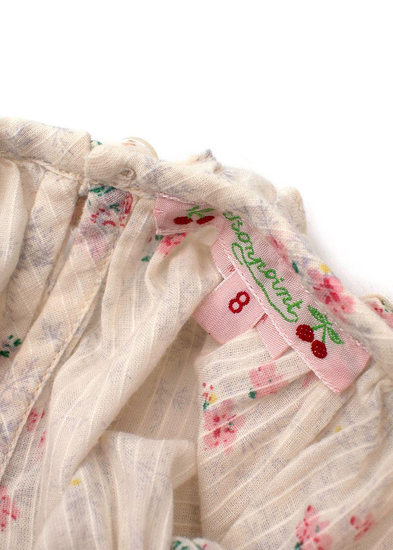 Kids 8Y Ivory Floral Striped Top