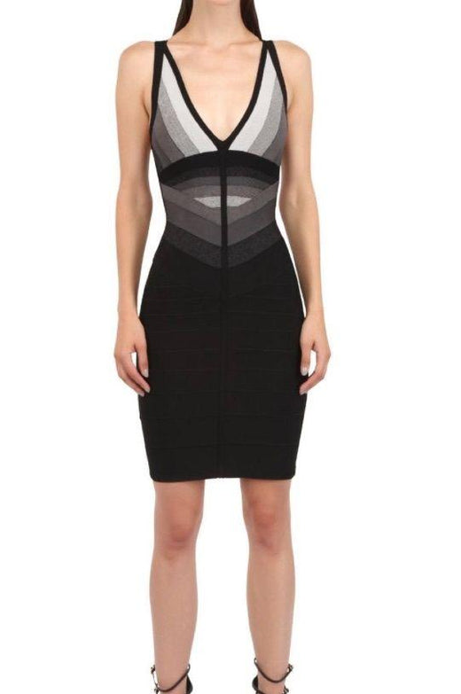 Herve Leger Black/Grey Bandage Dress