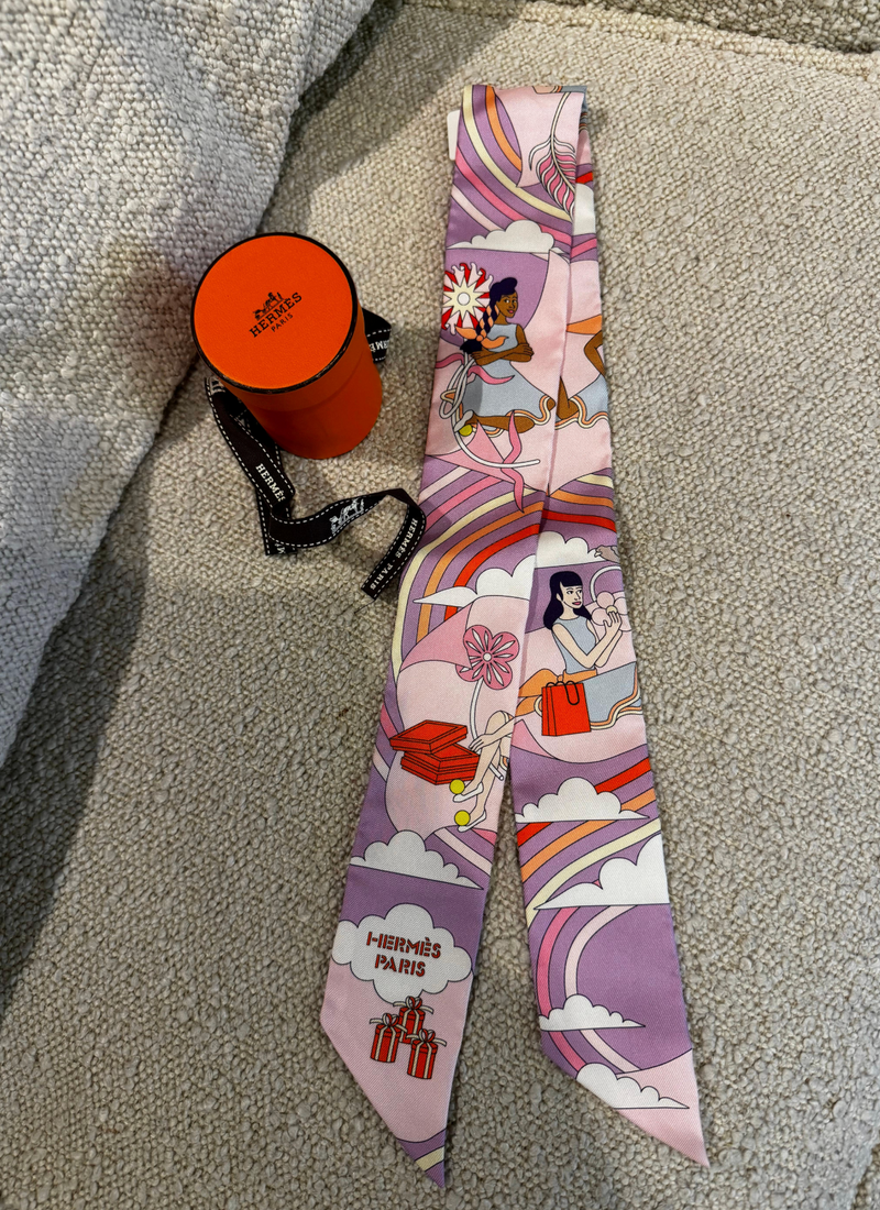 Hermes Carres Volants Silk Twilly Scarf