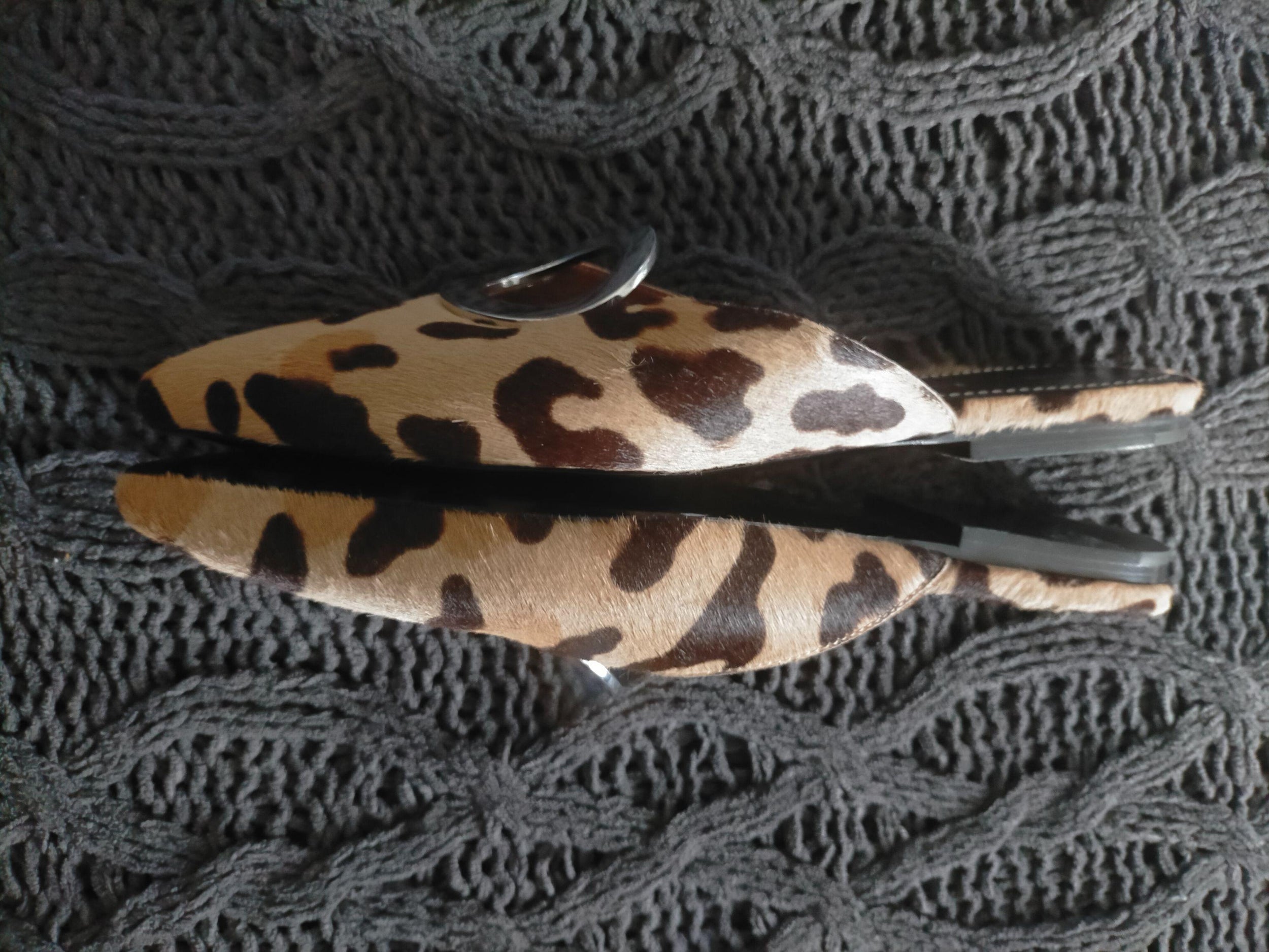 Eyelet-embellished Leopard-print Calf Hair Slippers
