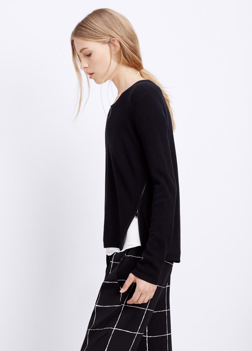 Vince Leather Trim Knit Jumper