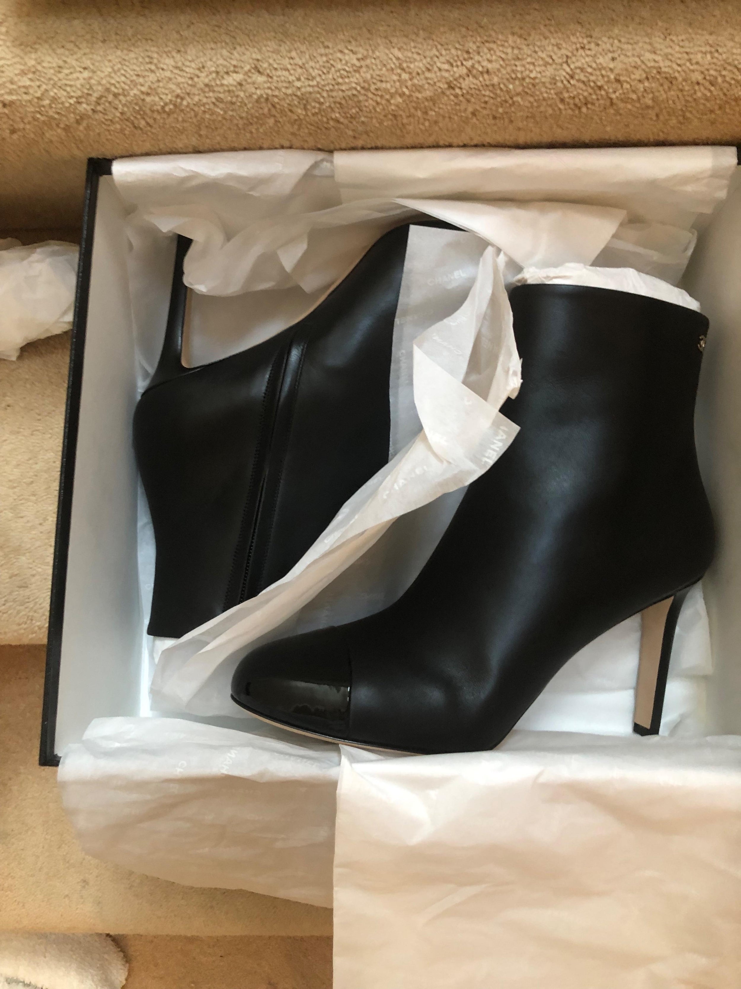 Chanel Black Leather Ankle Boots