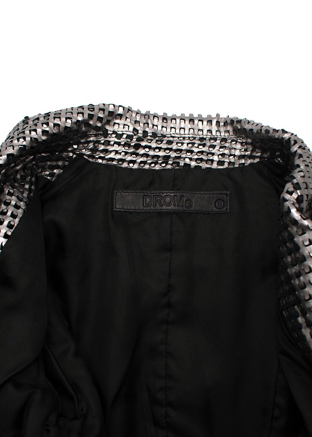 Drome Silver Perforated Biker Jacket