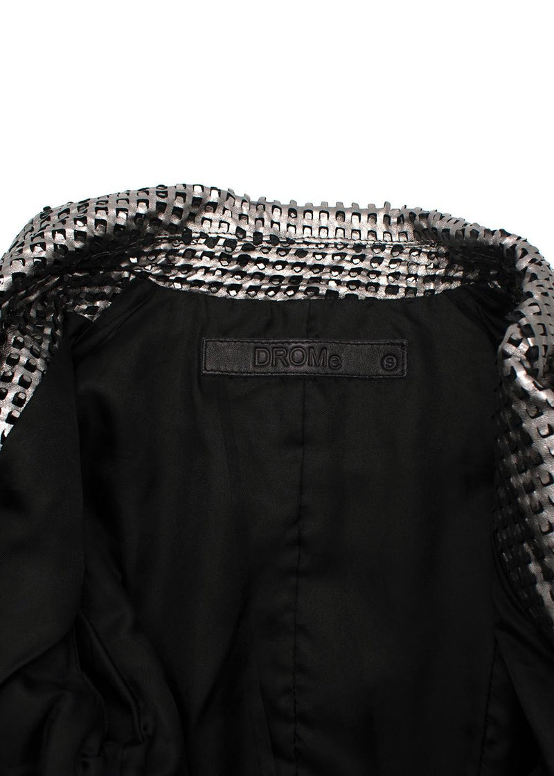 Drome Silver Perforated Biker Jacket