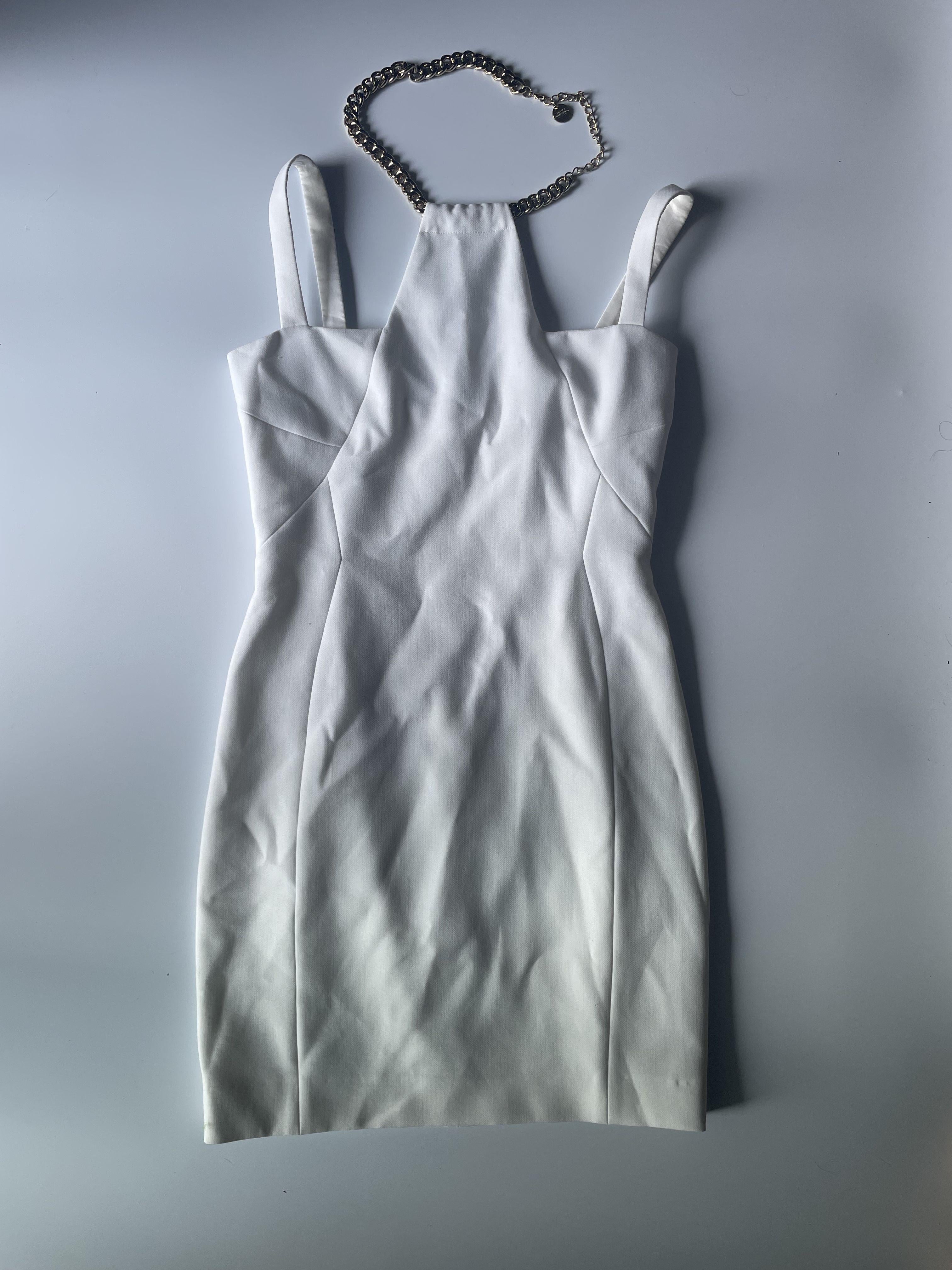 Versace Collection Chain Halter White MIni Dress