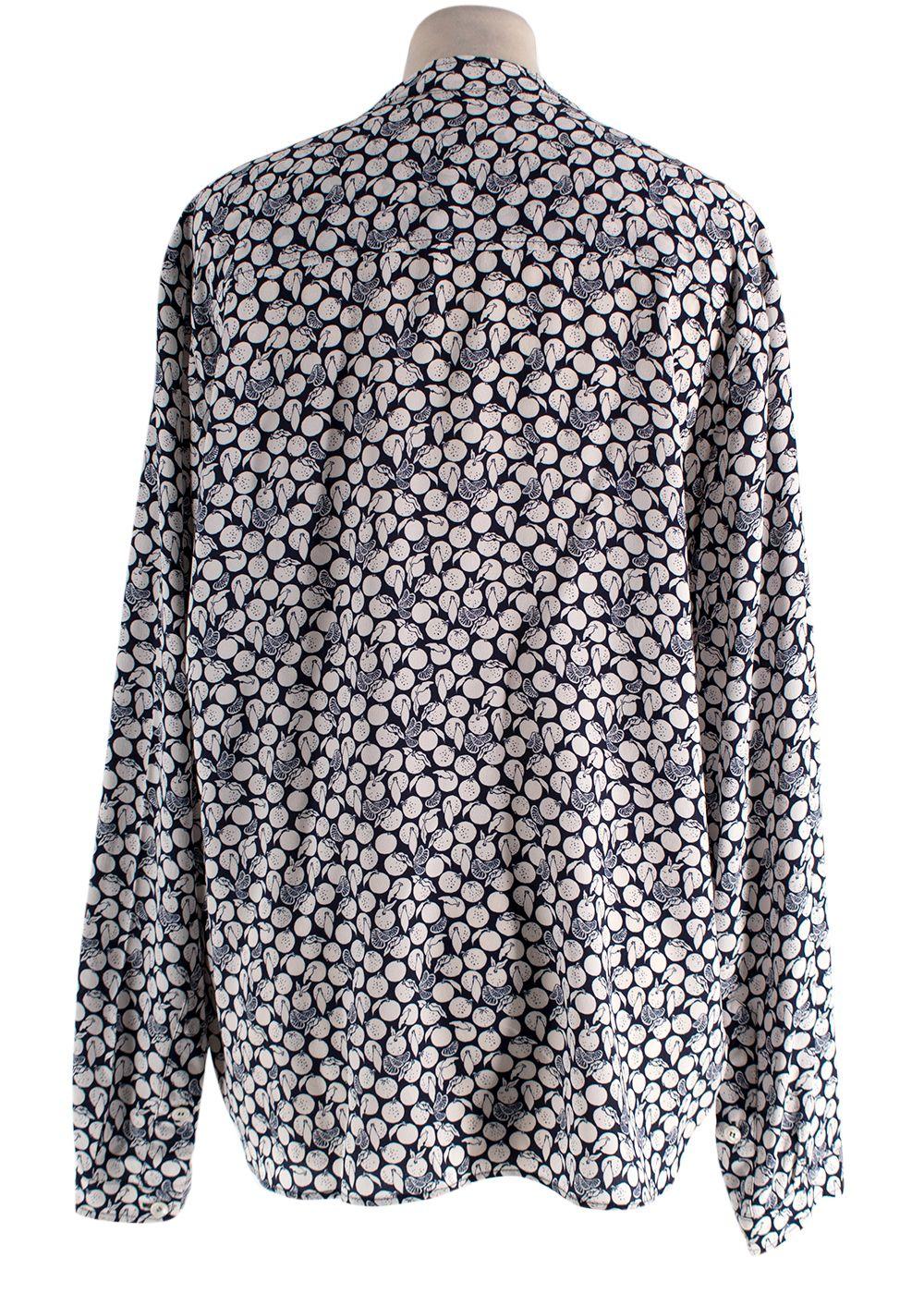 Stella McCartney Navy Lemon Print Silk Shirt