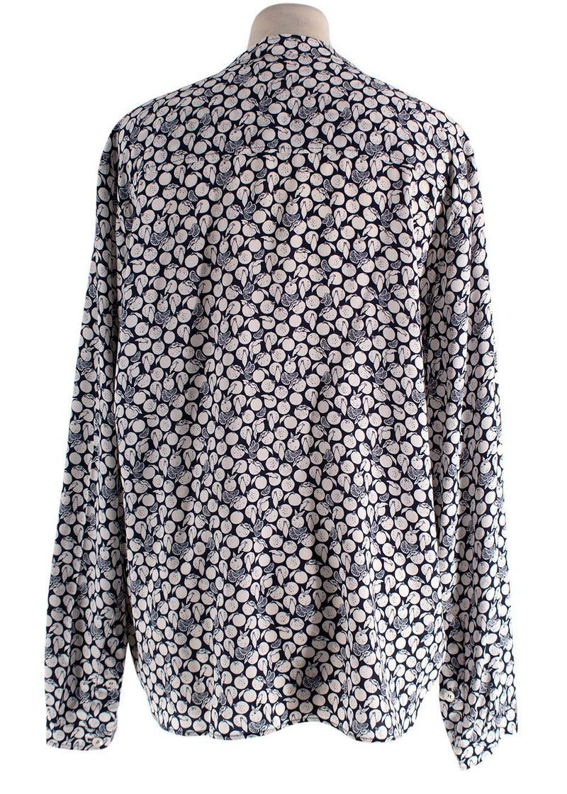 Stella McCartney Navy Lemon Print Silk Shirt