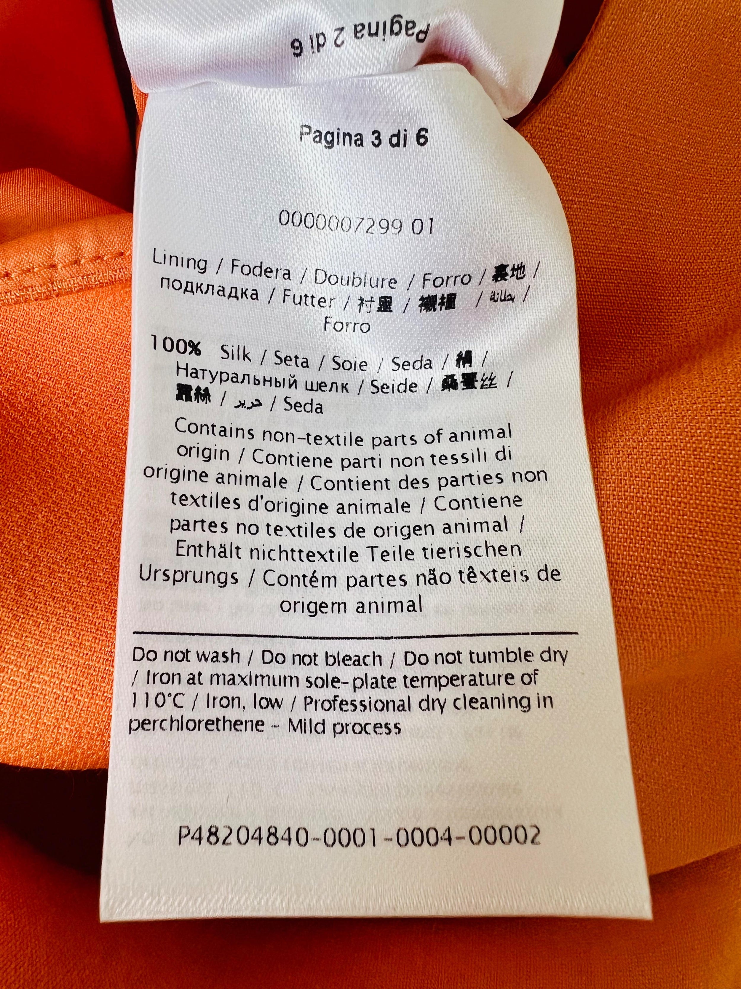 Valentino Orange Fluted Sleeve Mini Dress