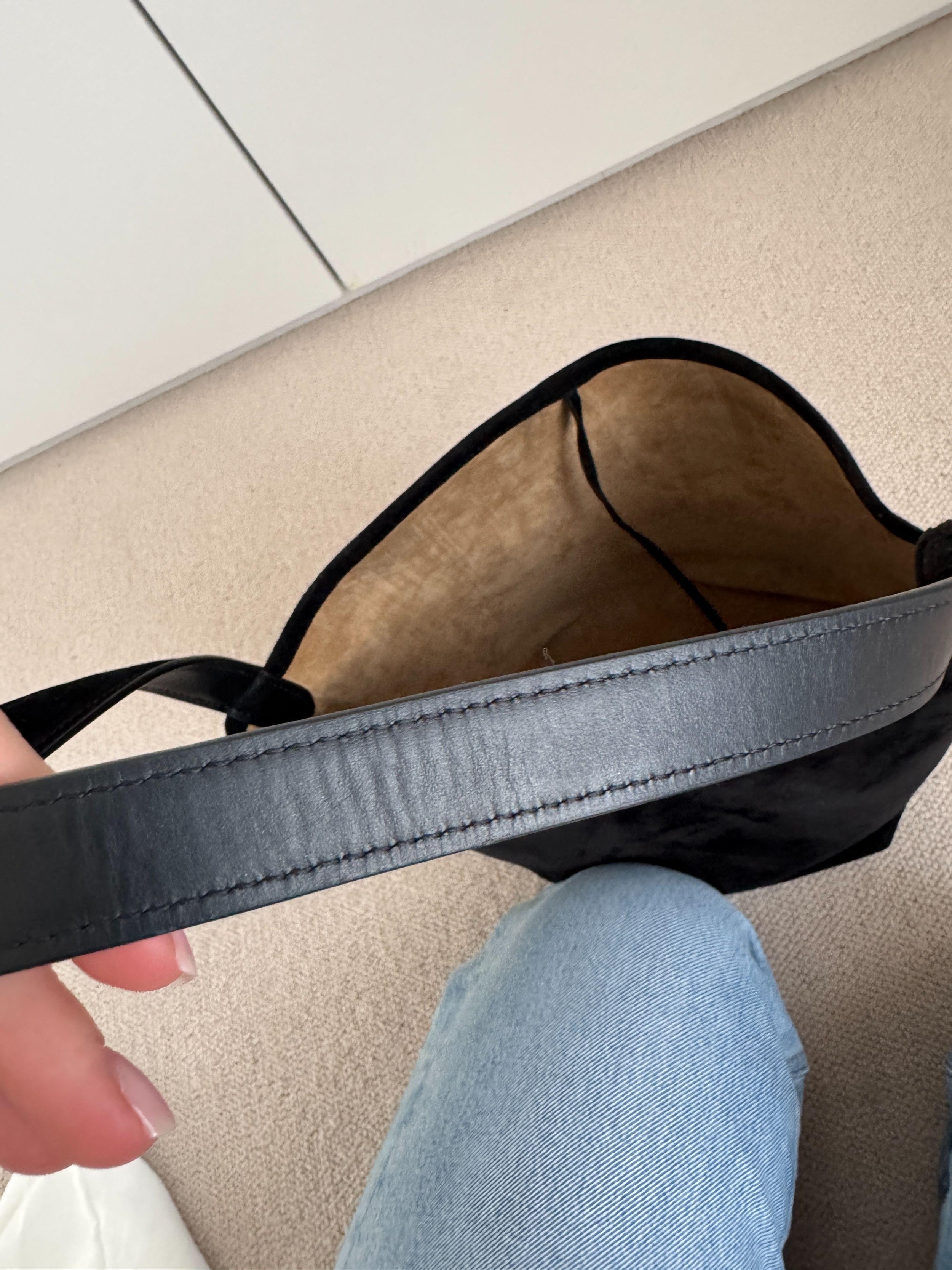 The Row Black Suede Medium N/S Park Tote