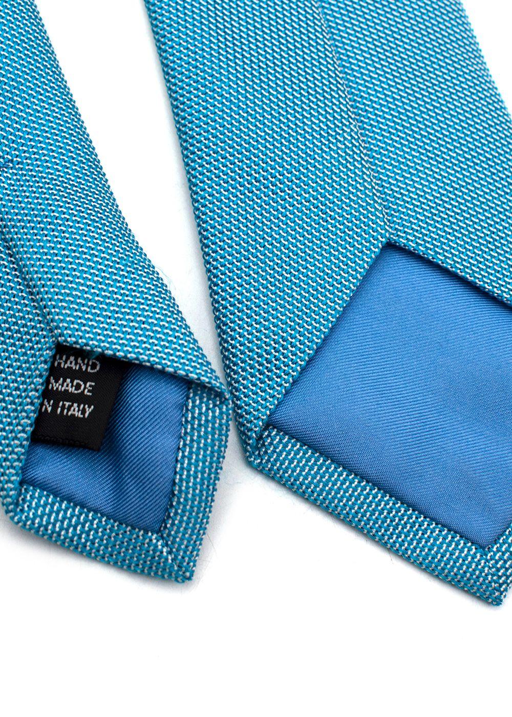 Blue & White Woven Silk Tie