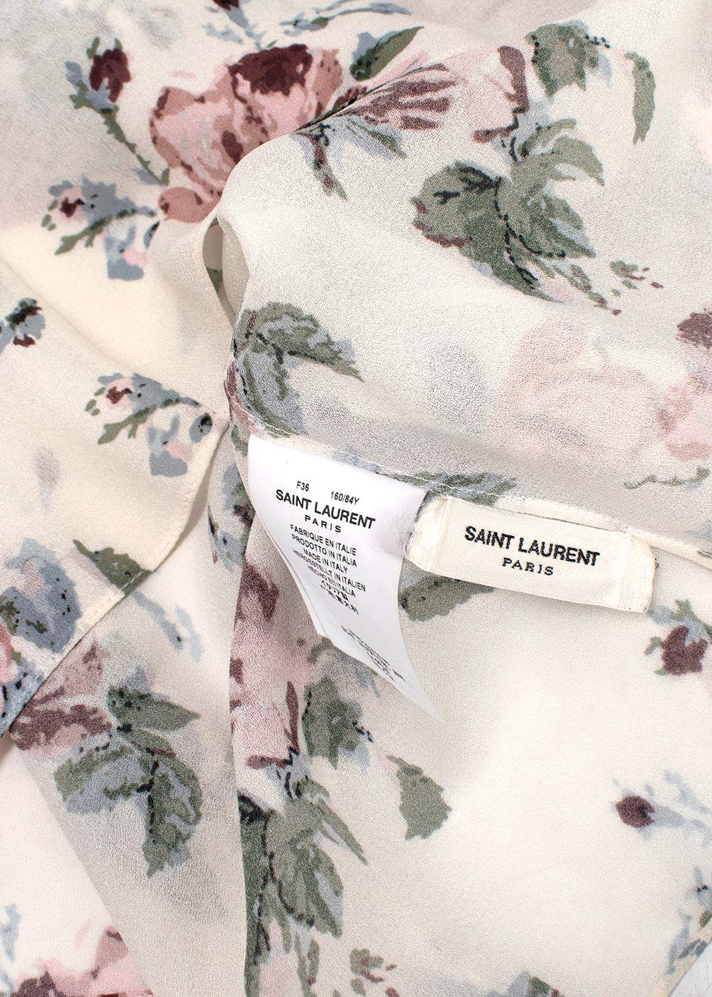 Saint Laurent Crepe Sleeveless Floral Top