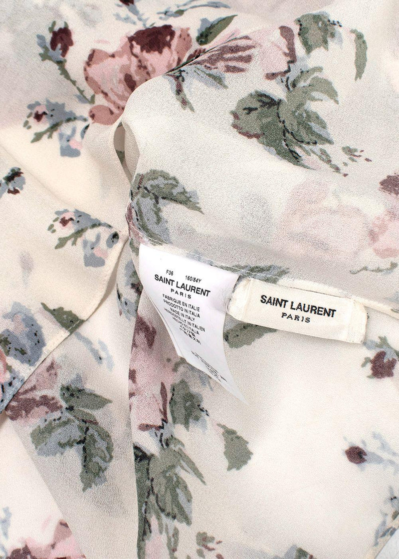 Saint Laurent Crepe Sleeveless Floral Top