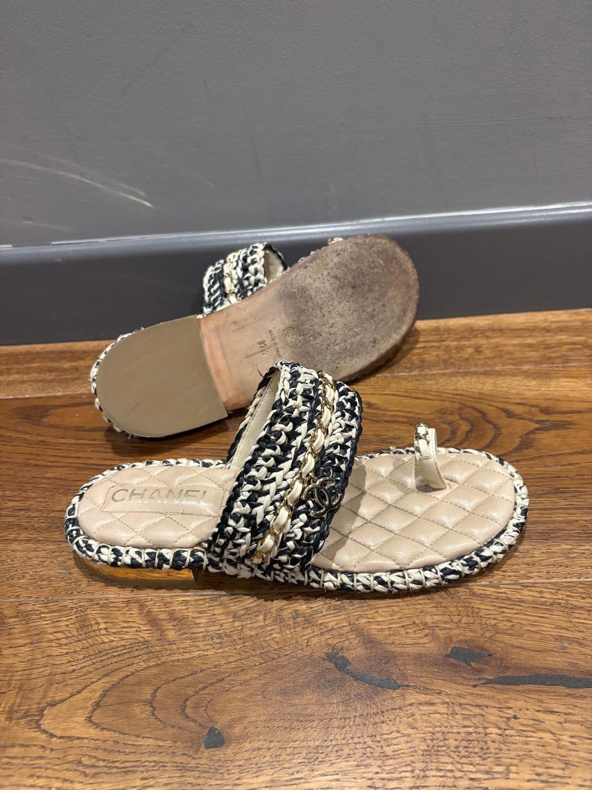Chanel Tweed Thong Sandals