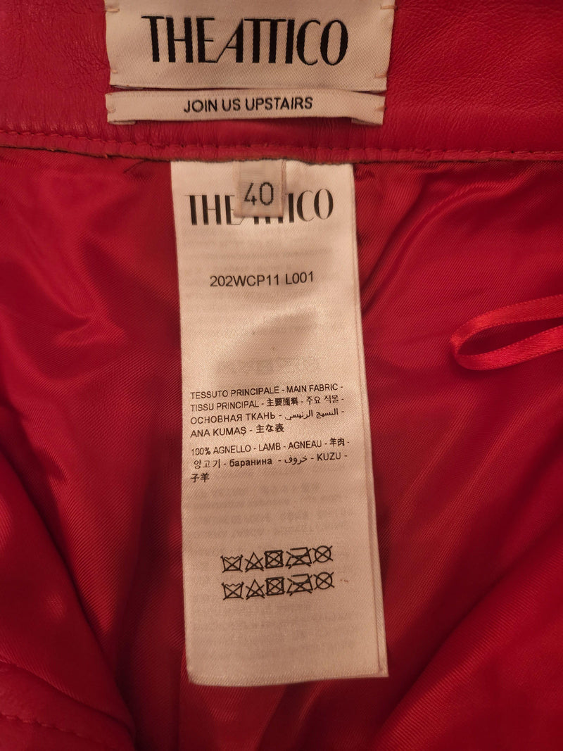 Red High Waisted Leather Pants