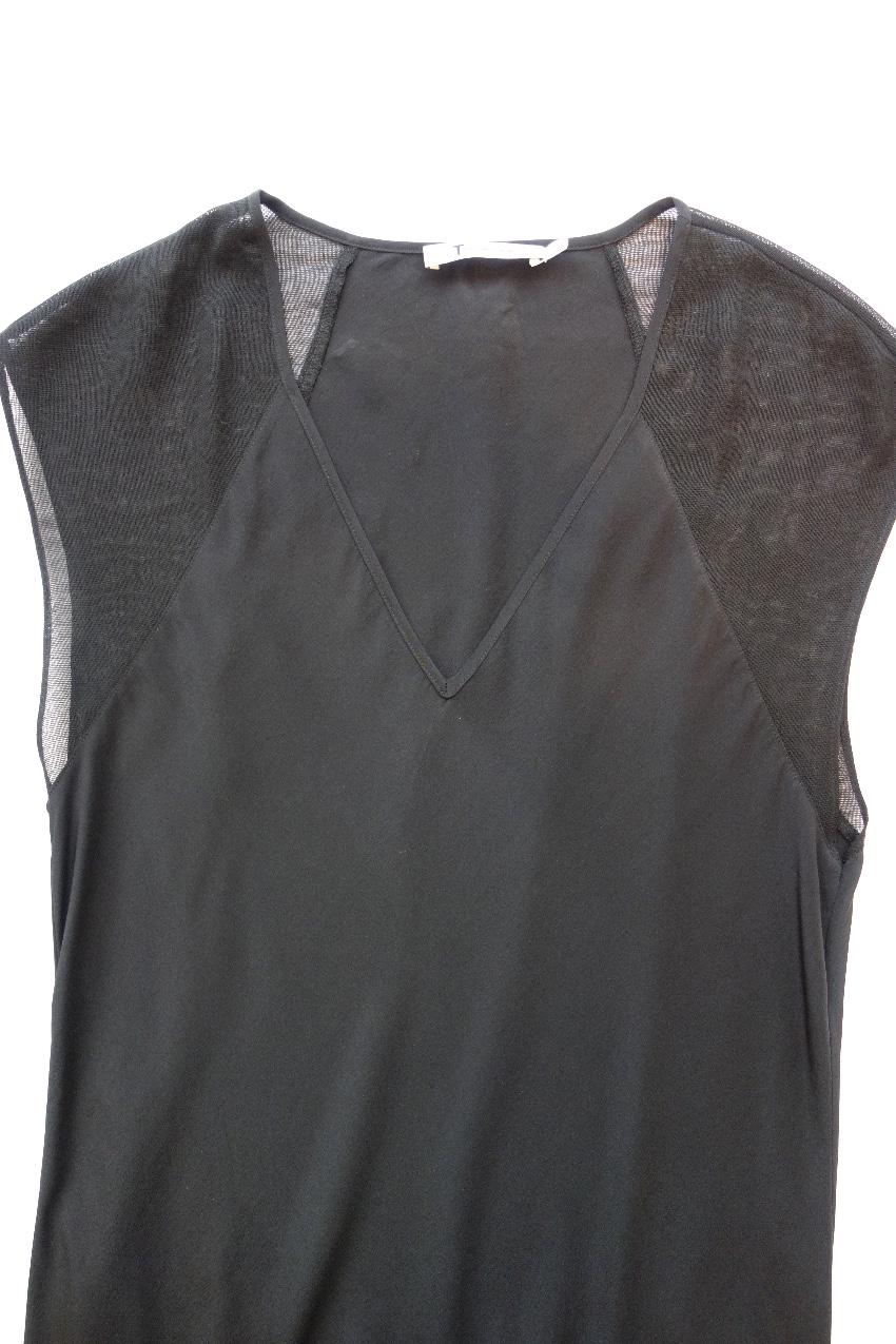 T by Alexander Wang Silk Dress with Sheer Mesh Inserts