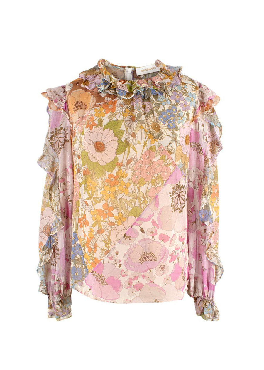 Zimmermann Floral Super Eight Ruffled Blouse