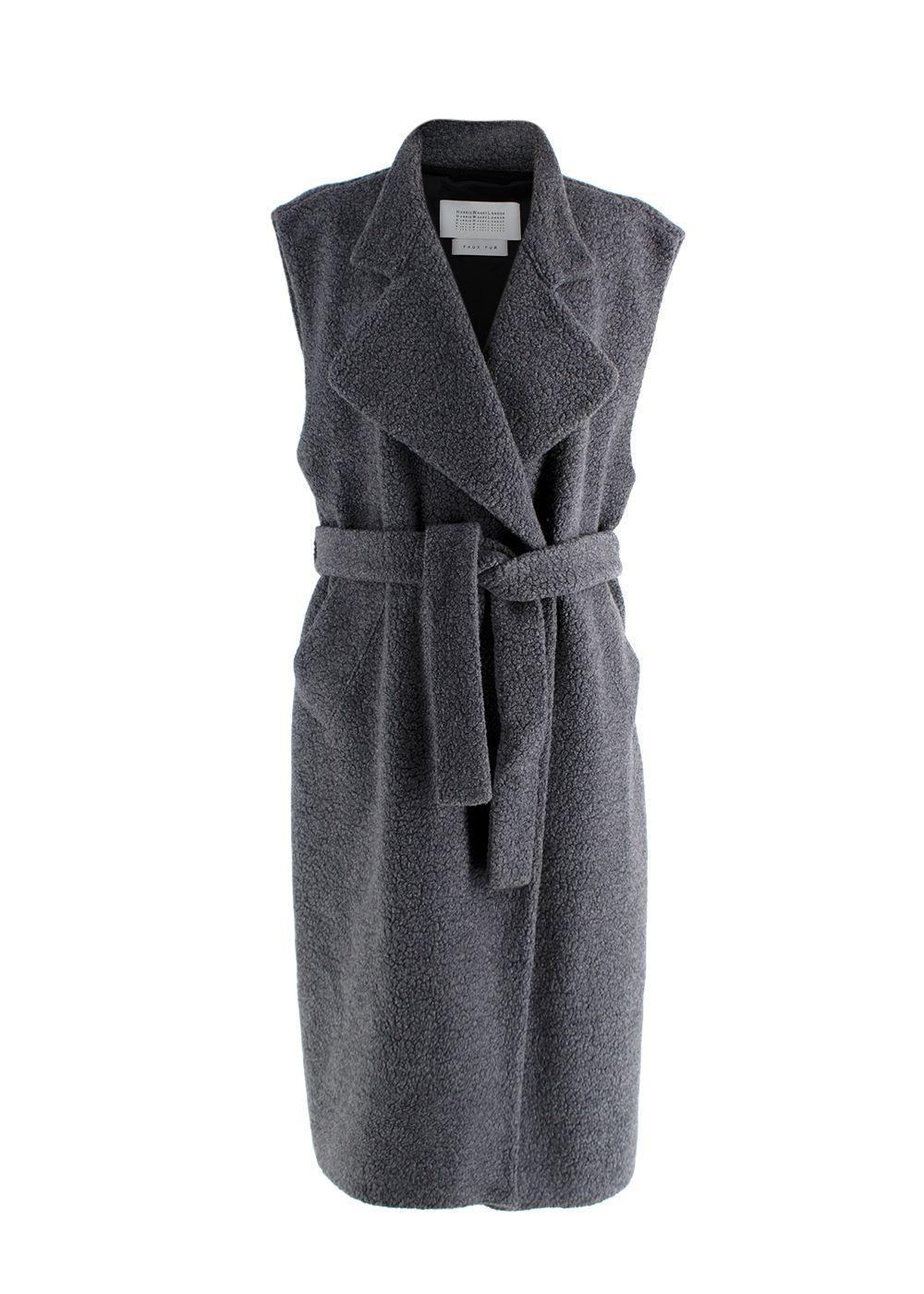 Harris Wharf Grey Shearling Wool Long Gilet