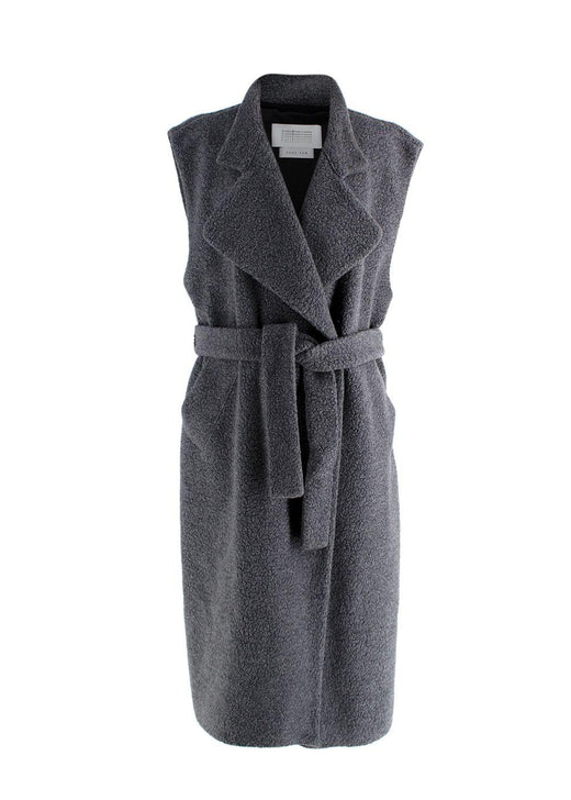 Harris Wharf Grey Shearling Wool Long Gilet