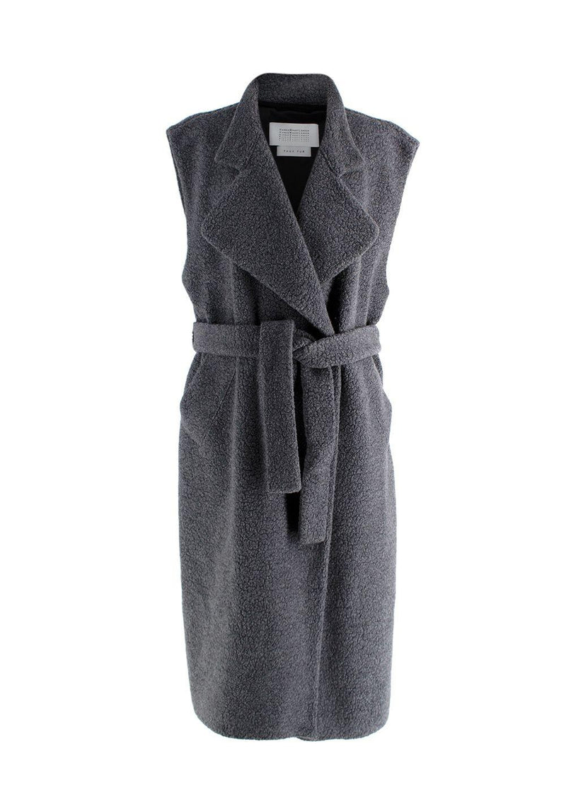 Harris Wharf Grey Shearling Wool Long Gilet
