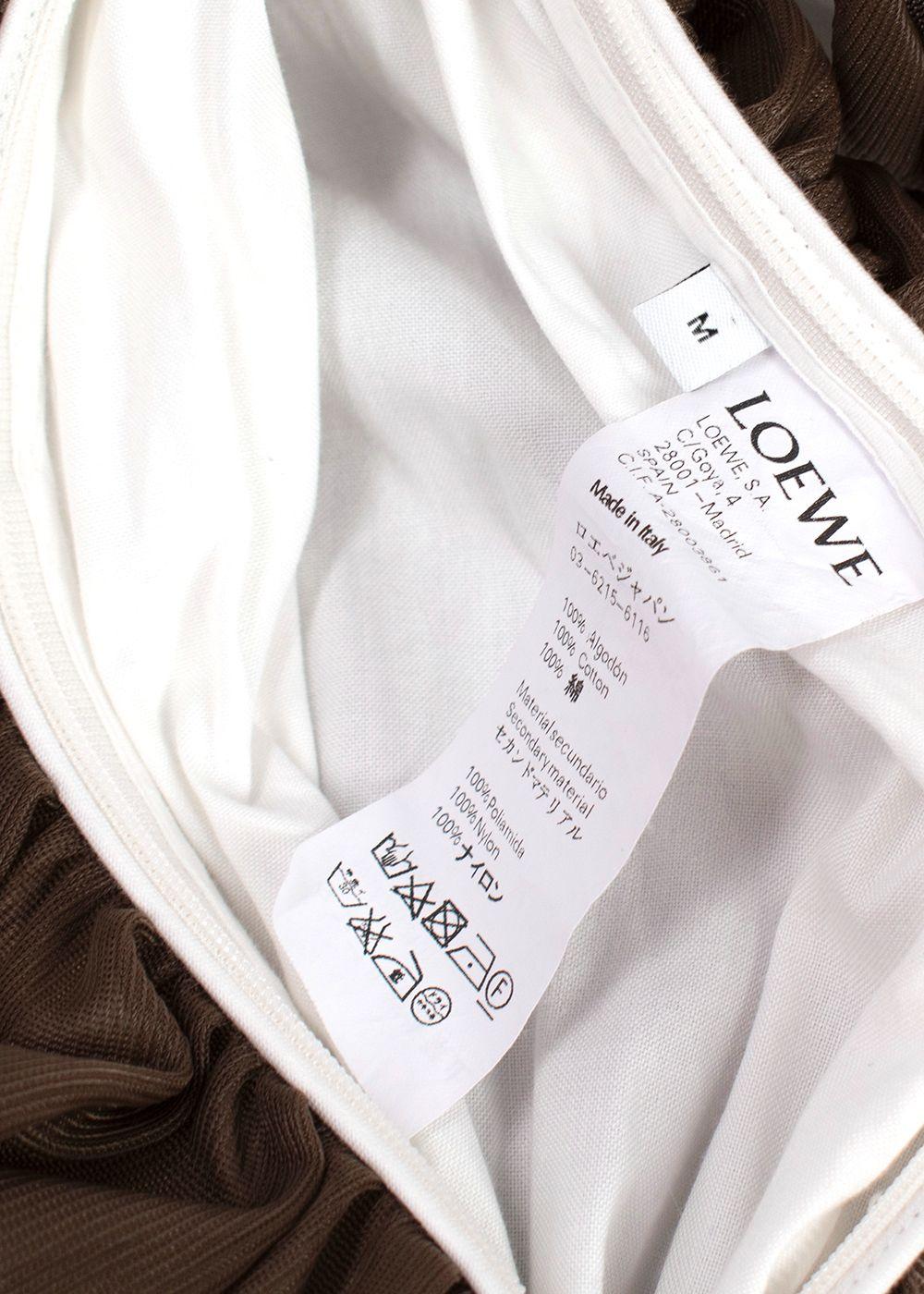 Loewe White and Brown Distressed Hem Midi Dress