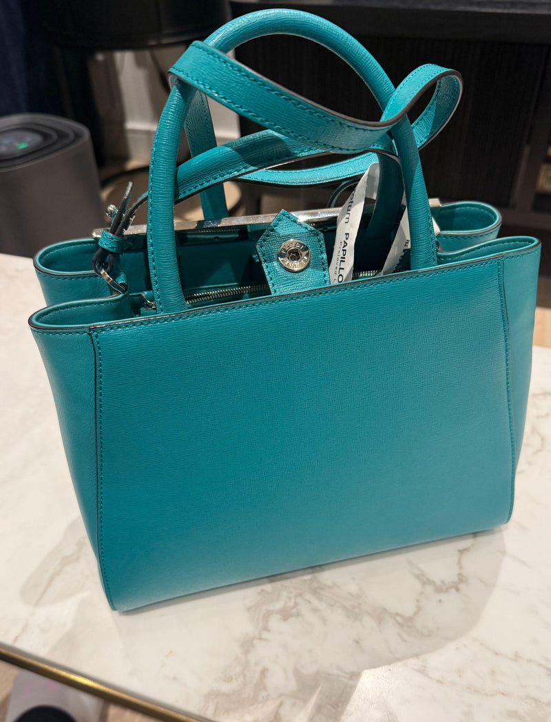 Fendi 2Jours Teal Leather Tote