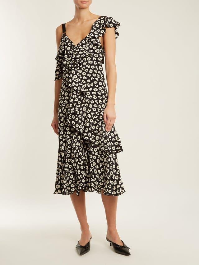 Floral-Print Silk-Crepe Midi Dress