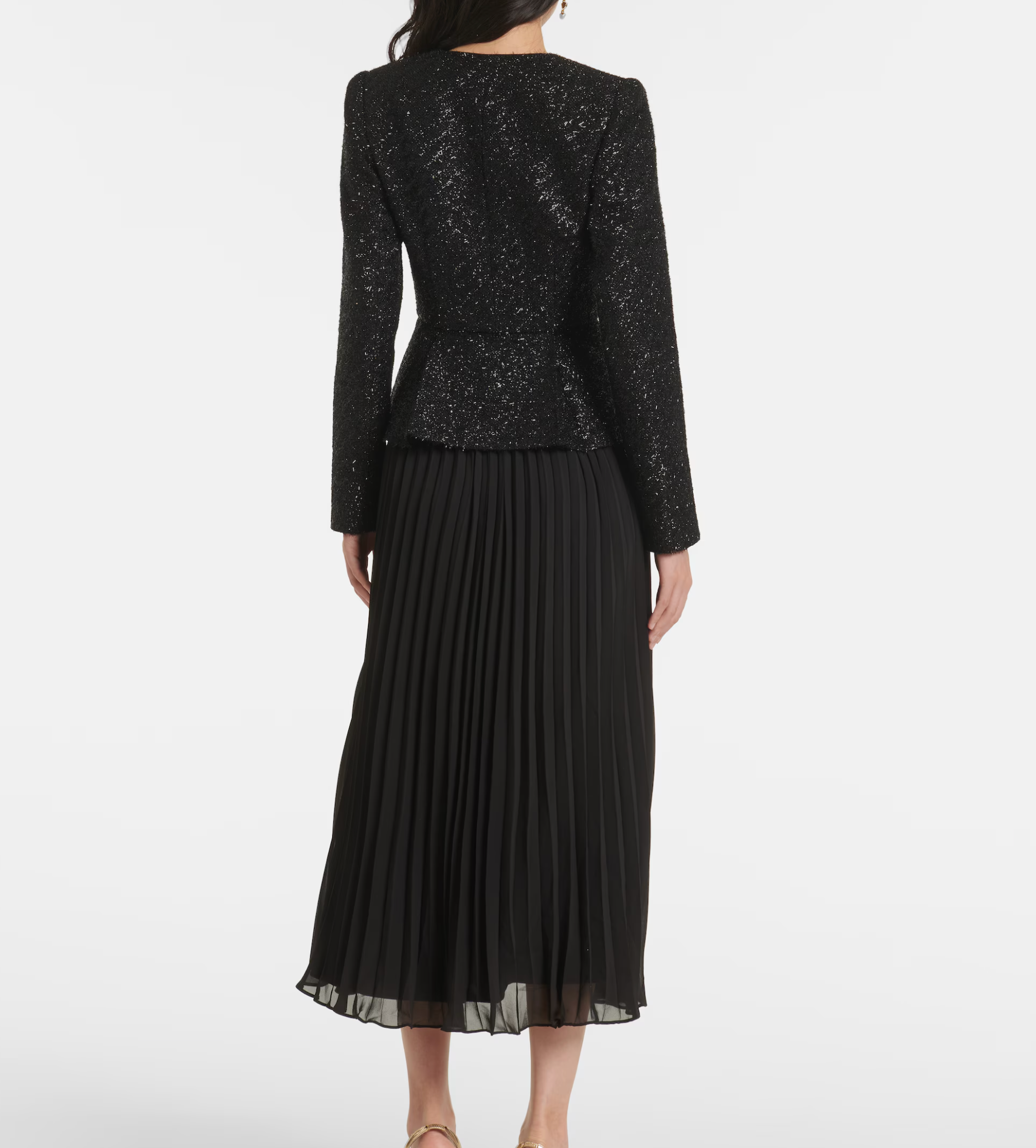 Self Portrait Faux-pearl Button Midi Dress in Boucle