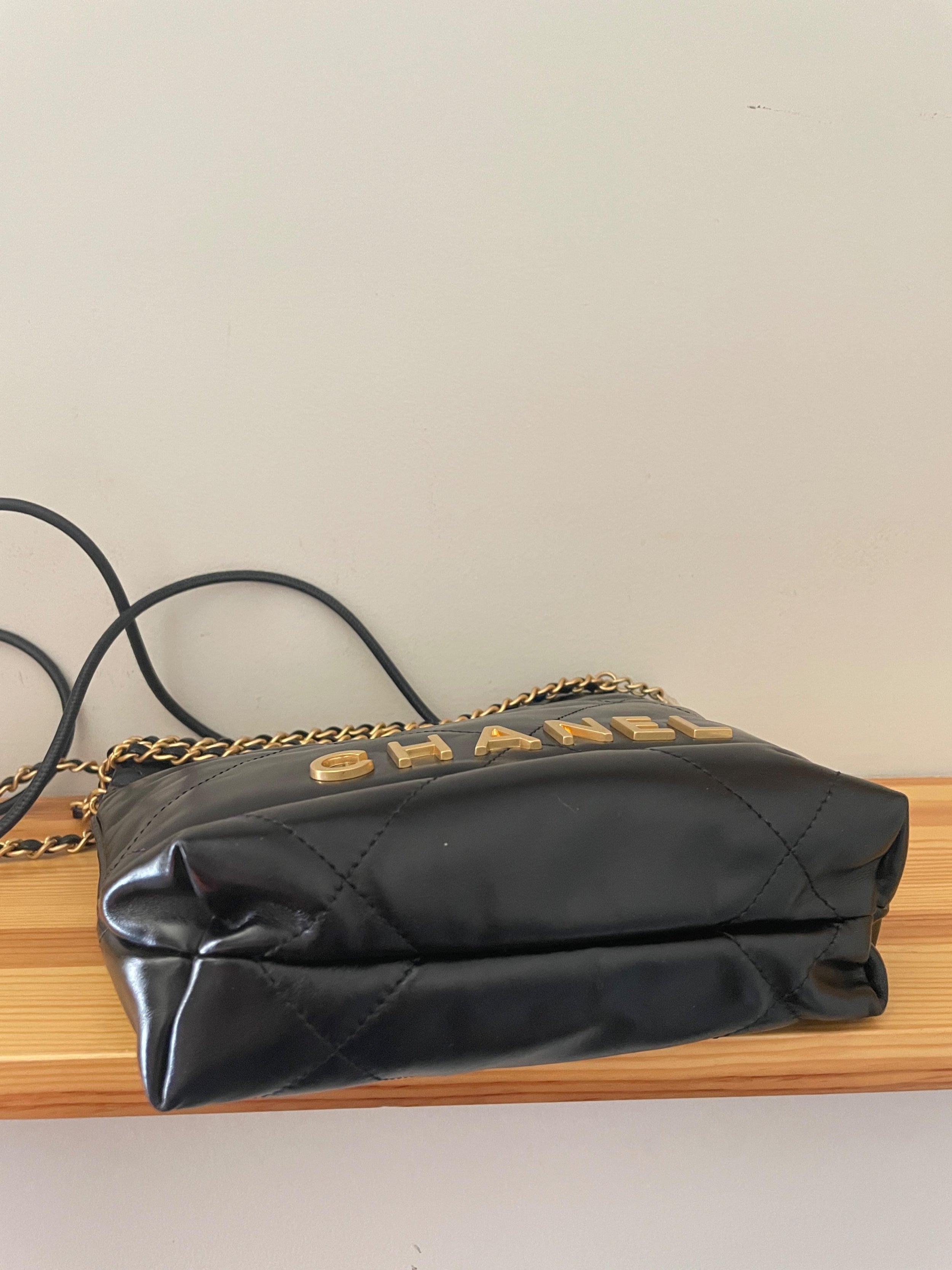 Black Calfskin Mini Hobo 22 Bag