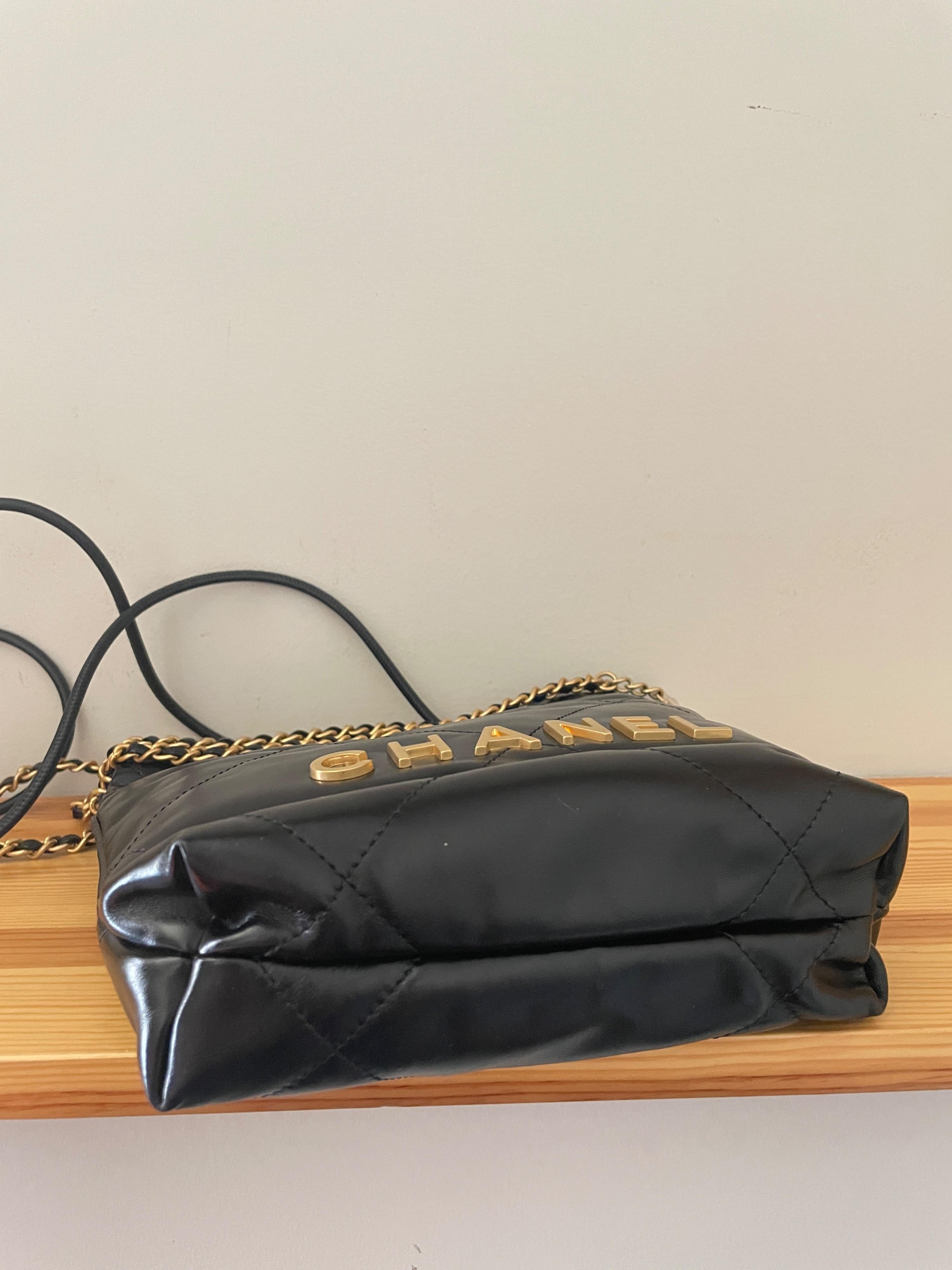 Black Calfskin Mini Hobo 22 Bag