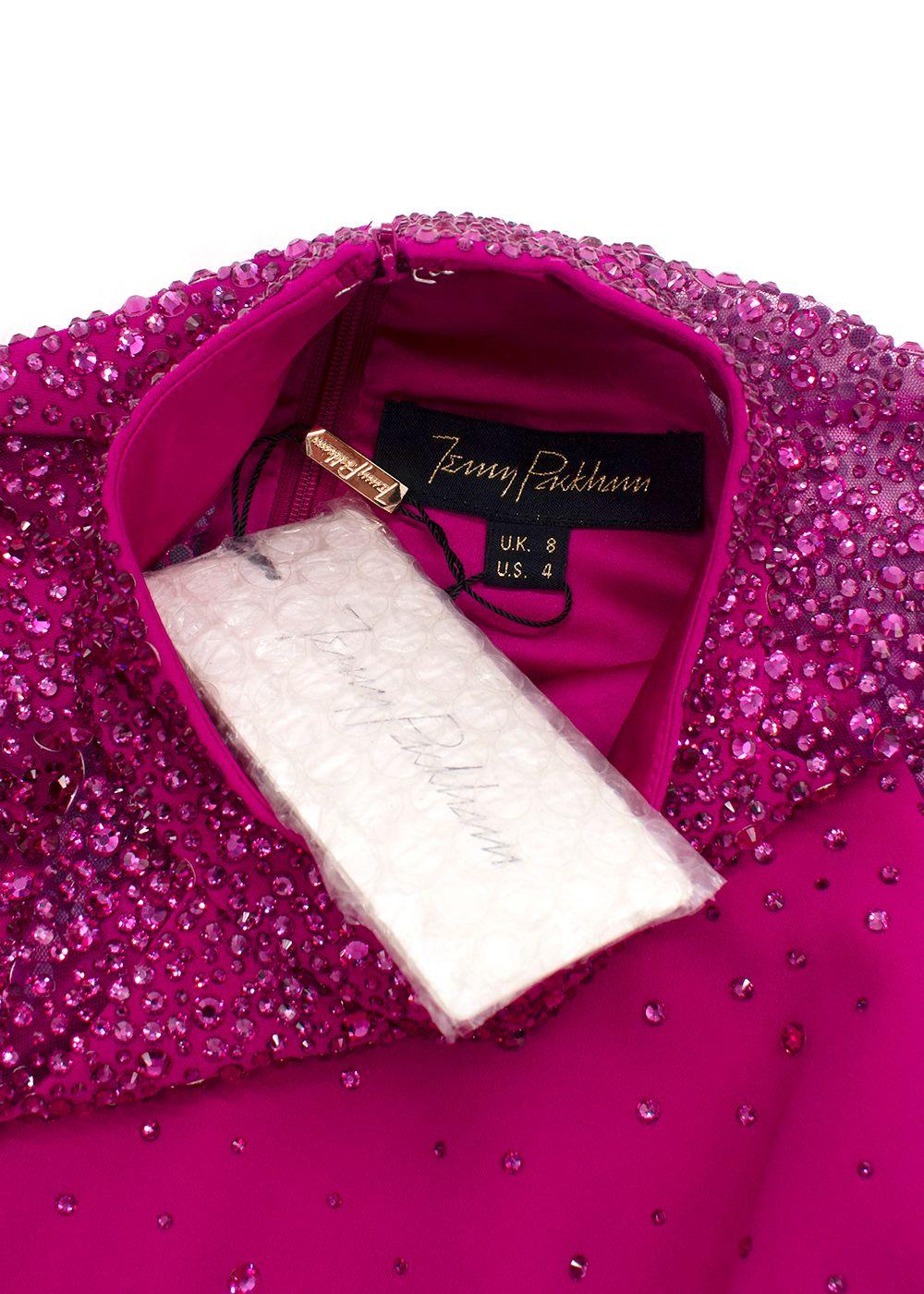 Jenny Packham Hot Pink Limelight Crystal Embellished Gown