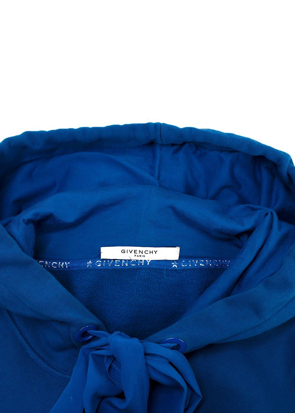 Givenchy Royal Blue Silk Tie Oversized Hoodie