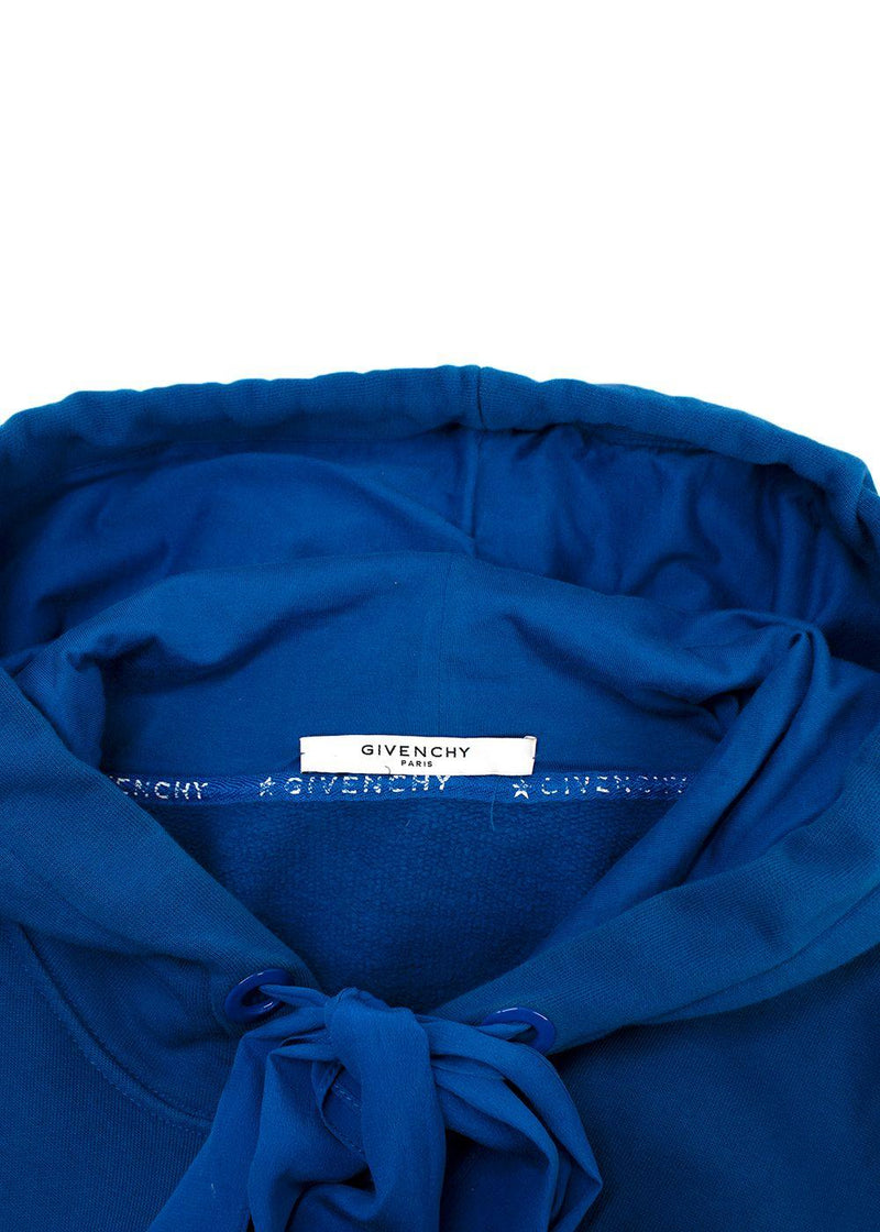 Givenchy Royal Blue Silk Tie Oversized Hoodie