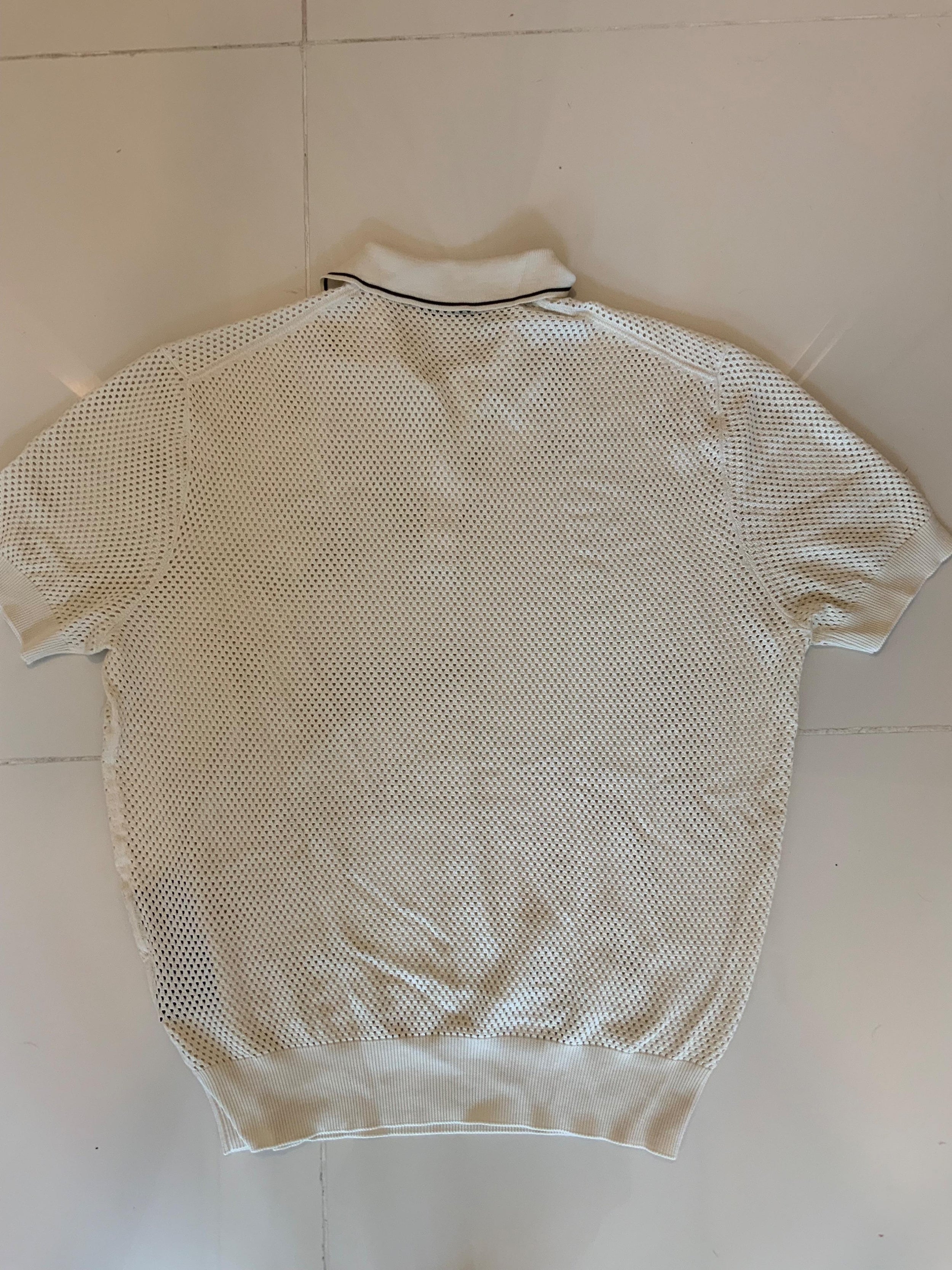 Prada Cream Mesh Knit Polo Shirt