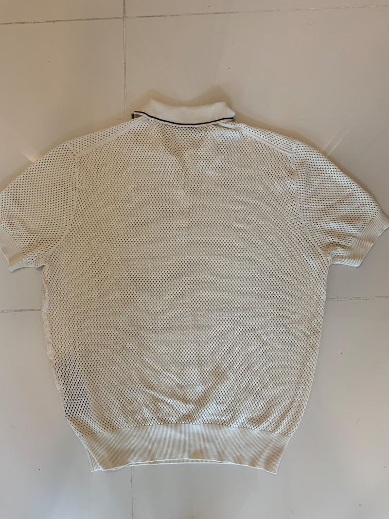 Prada Cream Mesh Knit Polo Shirt