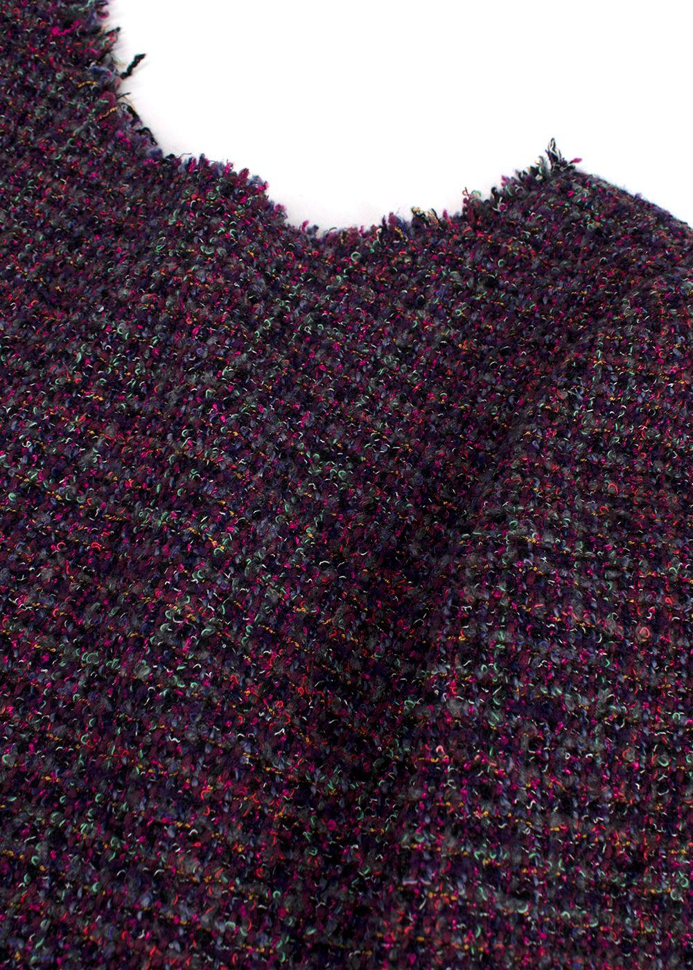Chanel Purple Tweed Long Sleeve Peplum Top