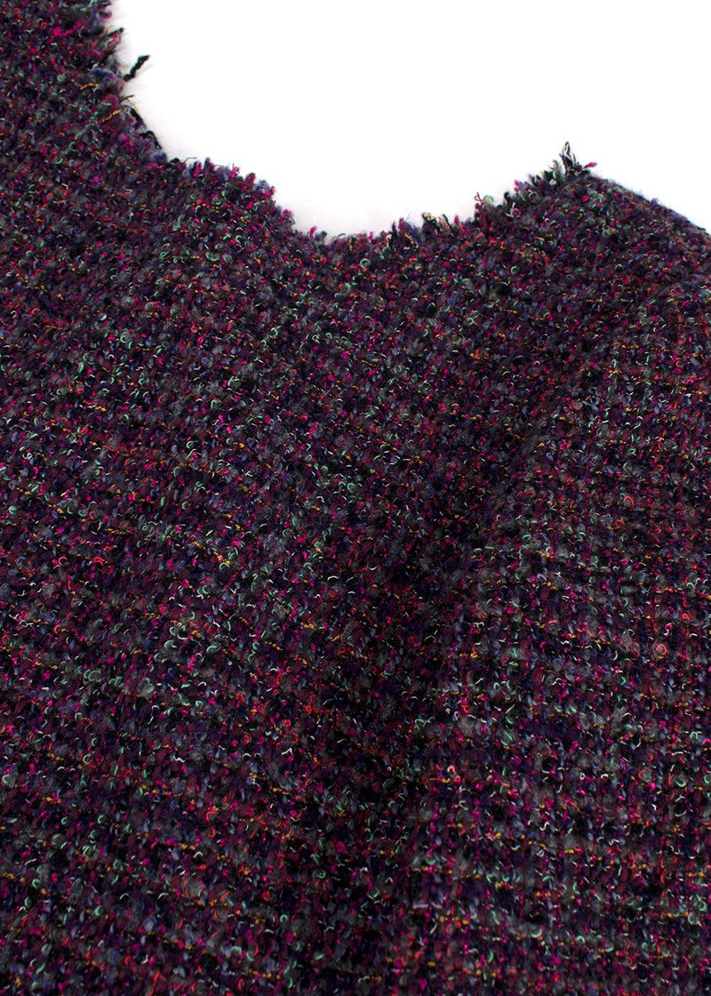 Chanel Purple Tweed Long Sleeve Peplum Top