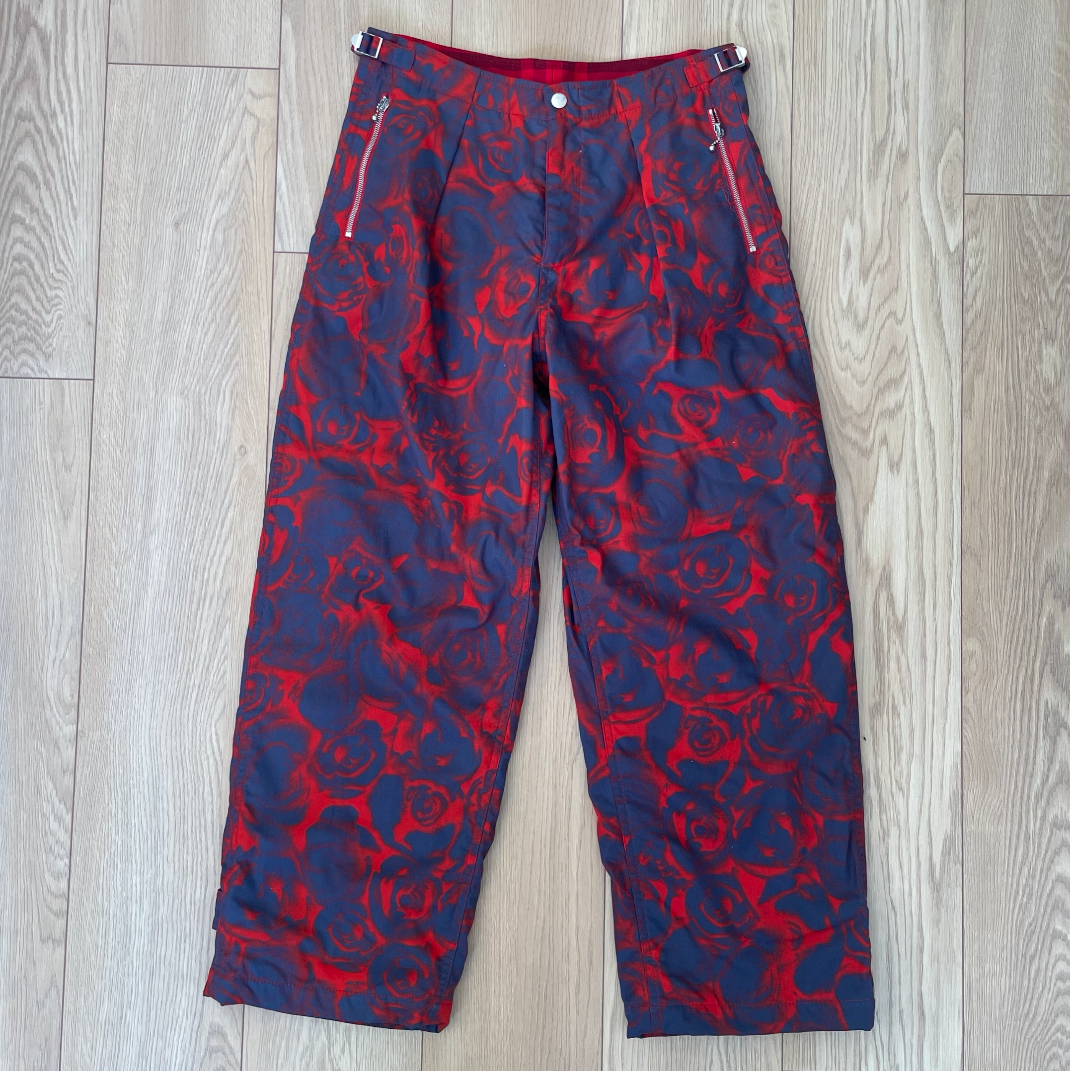 Purple and Red Printed Wide-Leg Trousers