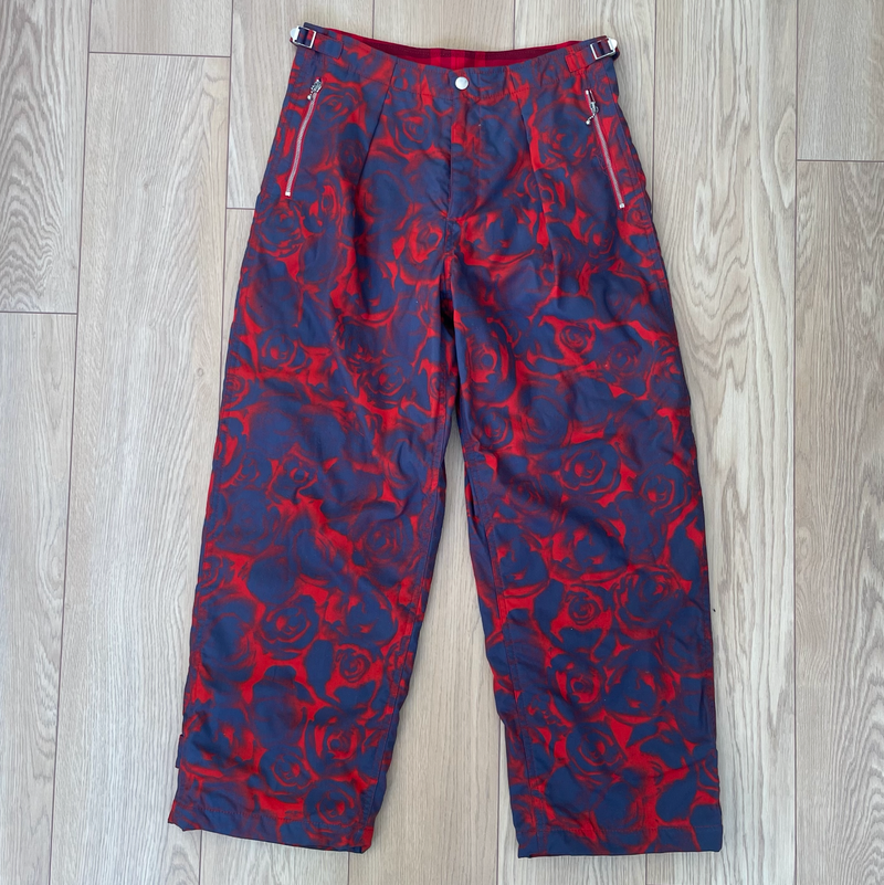 Purple and Red Printed Wide-Leg Trousers
