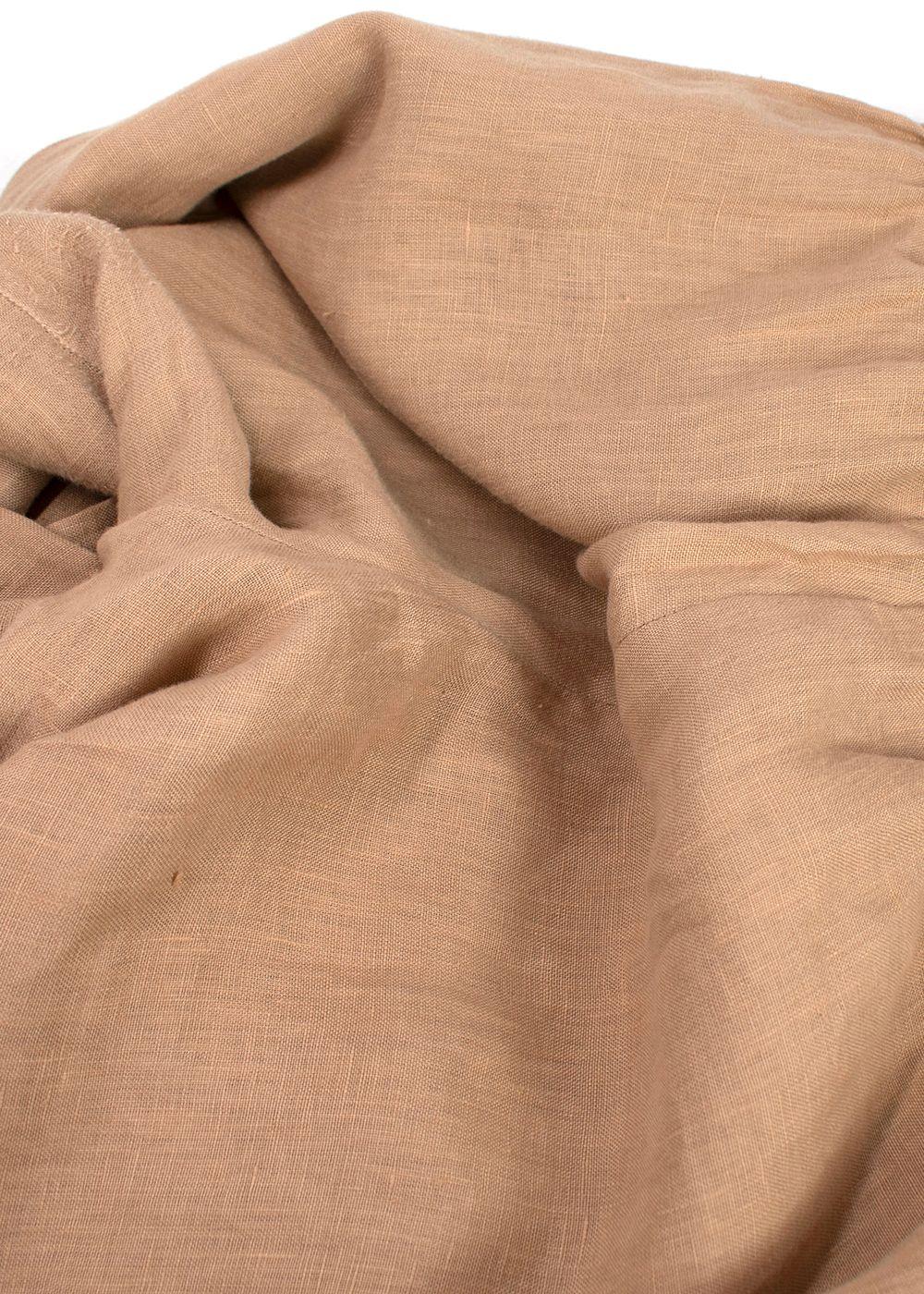 Momoni Beige Linen Wide Leg Trousers
