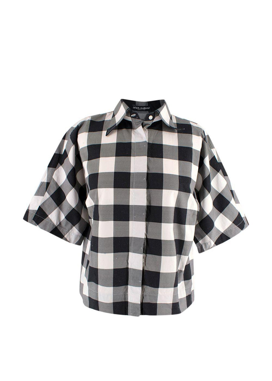 Dolce & Gabbana Black and White Check Short Sleeve Shirt
