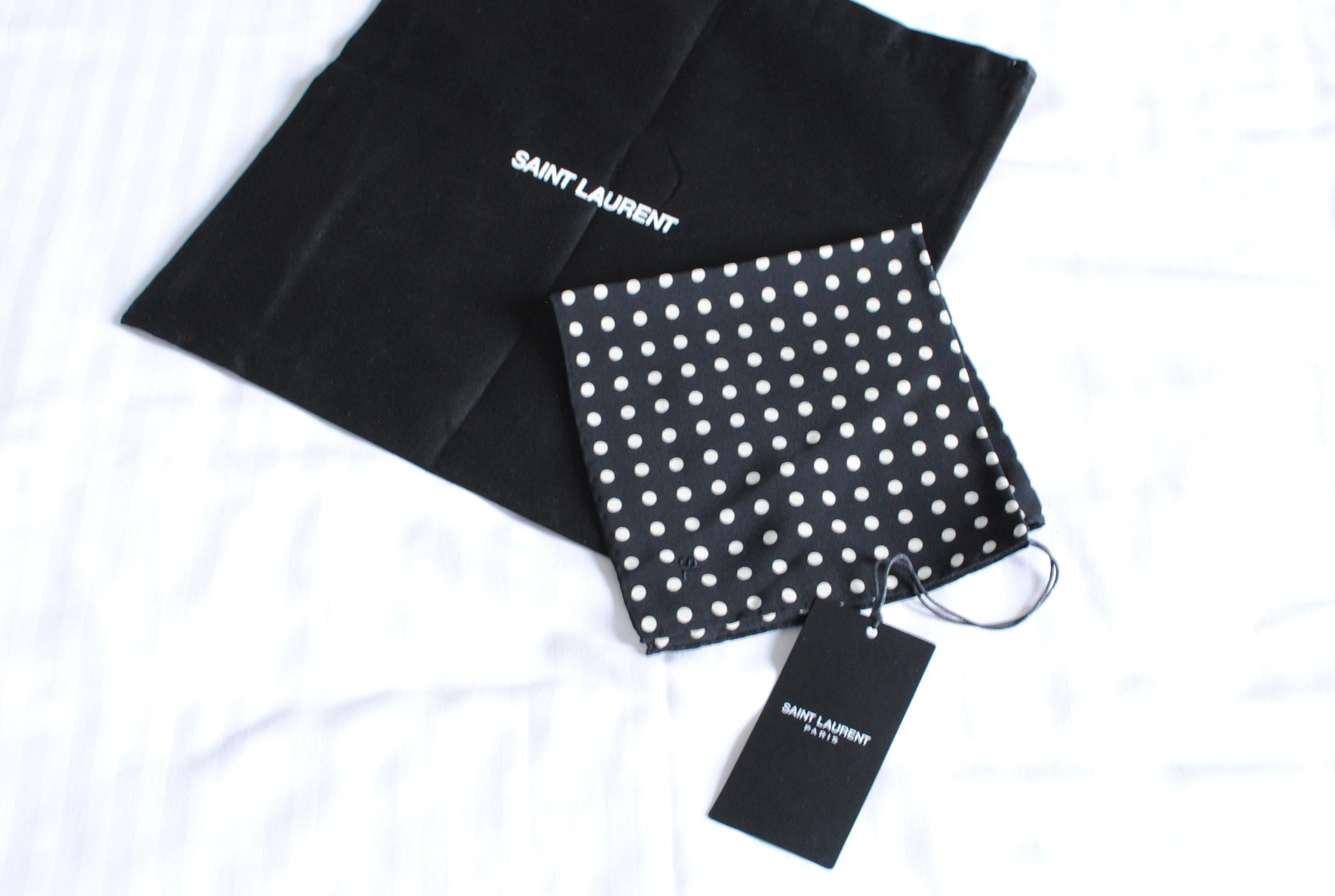Saint Laurent Polka Dot Silk Square 32x32cms