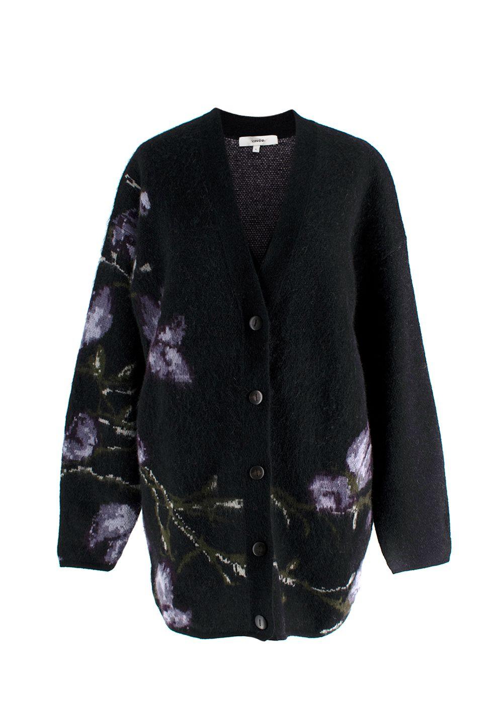 Orchid Jacquard Wool Alpaca & Mohair Blend Cardigan