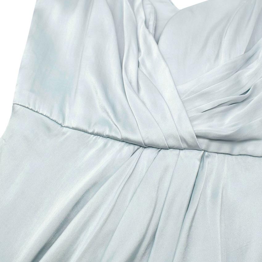 Blue Washed Silk Satin Cocktail Dress