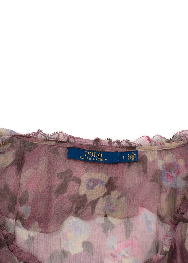 Polo Ralph Lauren Mauve Tulle Floral Midii Dress