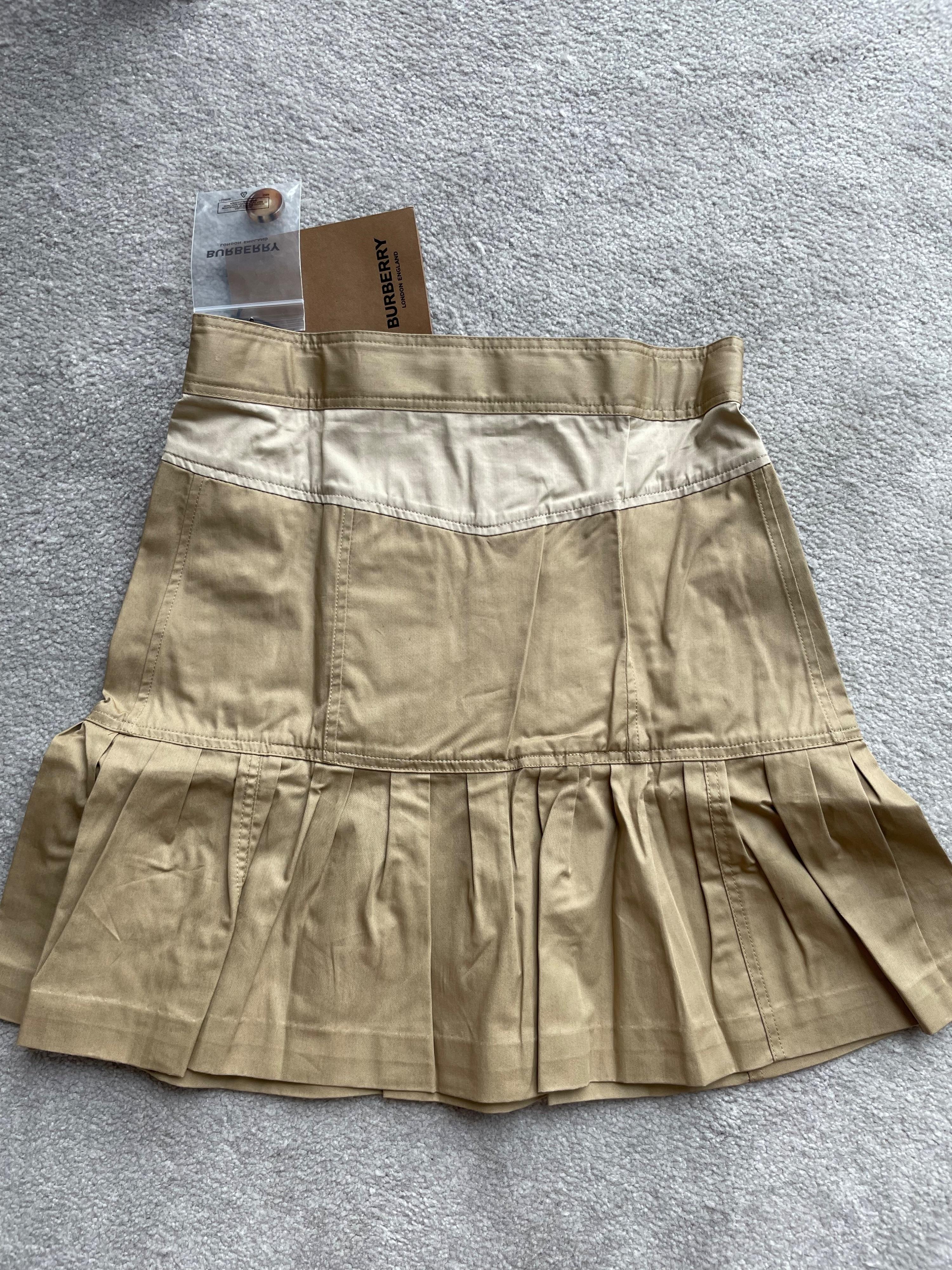 Honey cotton gabardine trench skirt