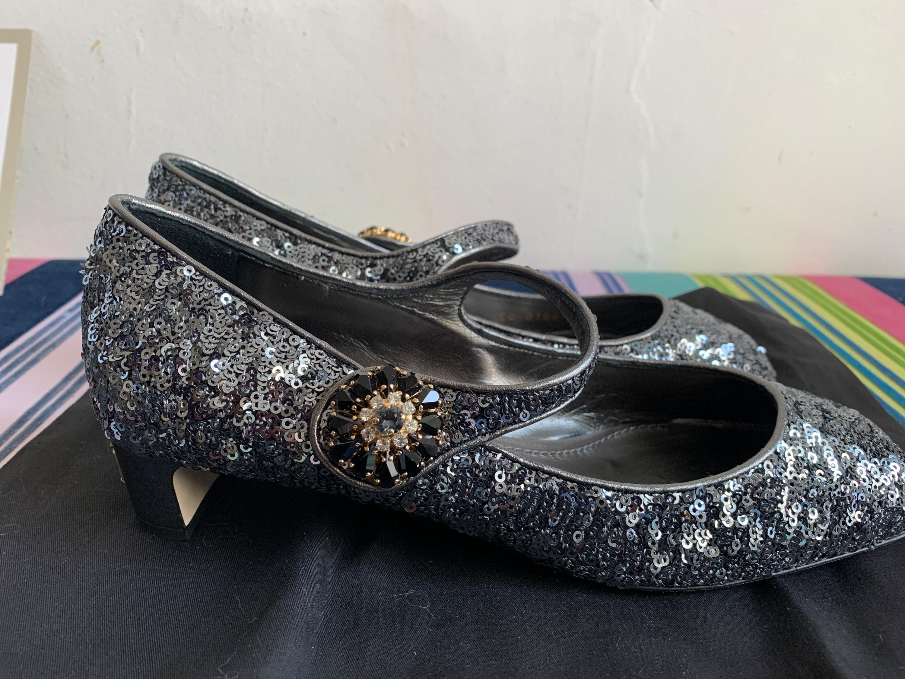 Sequin Embellished 30mm Mary-Jane Pumps