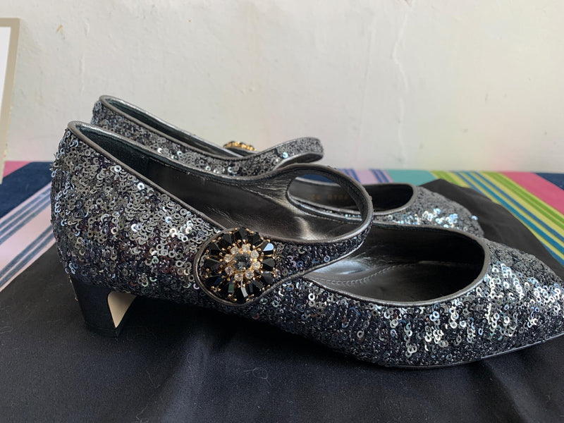 Sequin Embellished 30mm Mary-Jane Pumps