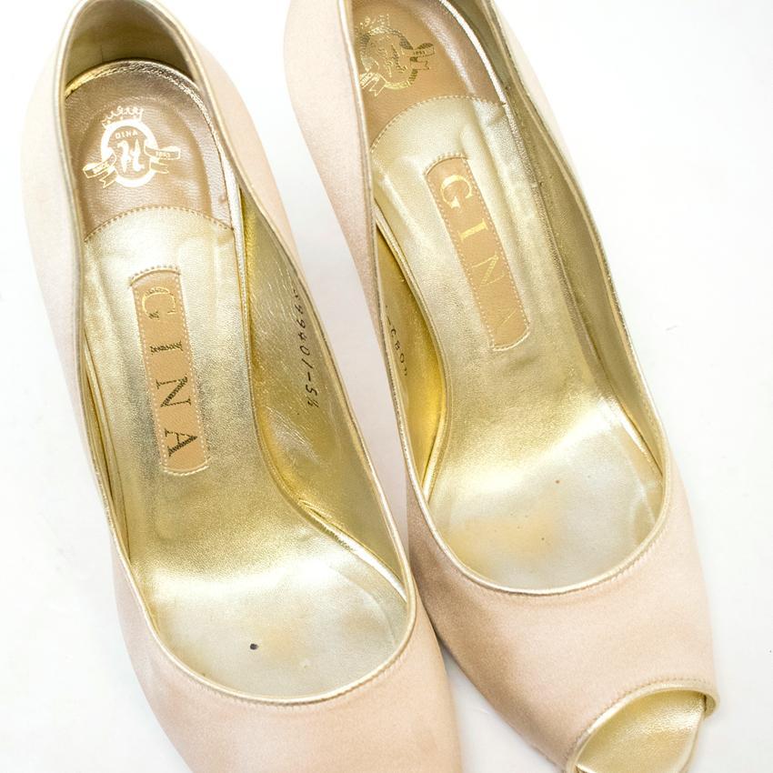 Gina Camel Satin Peep-Toe Heels