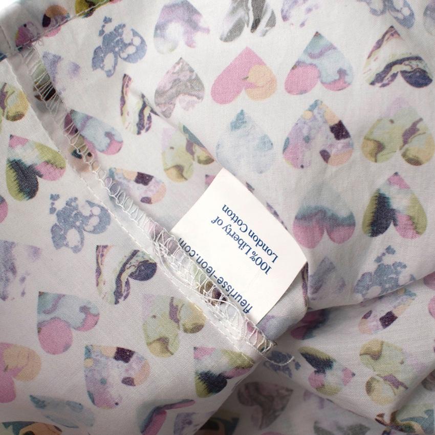 Fleurisse White Heart Print Cotton Smocking Embroidery Dress